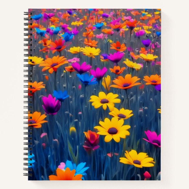 Colorful Field Of Flowers Notebook (Front)