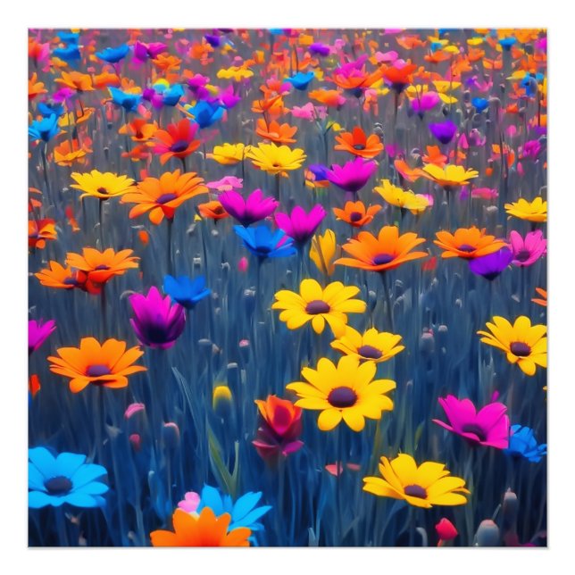 Colorful Field Of Flowers Photo Print (Front)