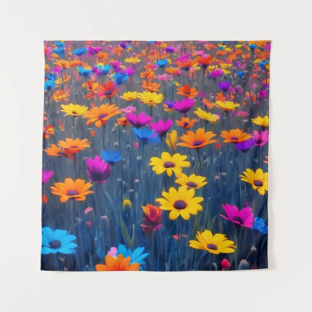 Colorful Field Of Flowers Tapestry (Front)