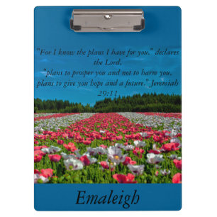 Colorful Field of Poppies Bible Verse Clipboard