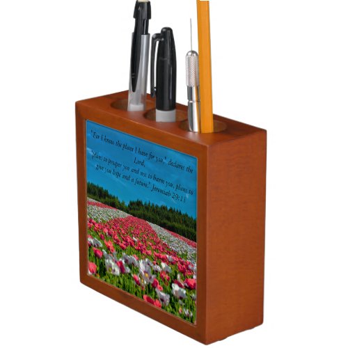 Colorful Field of Poppies Scripture Desk Organizer