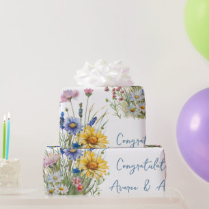 Colorful Field Wildflowers Wedding/Shower Wrapping Paper