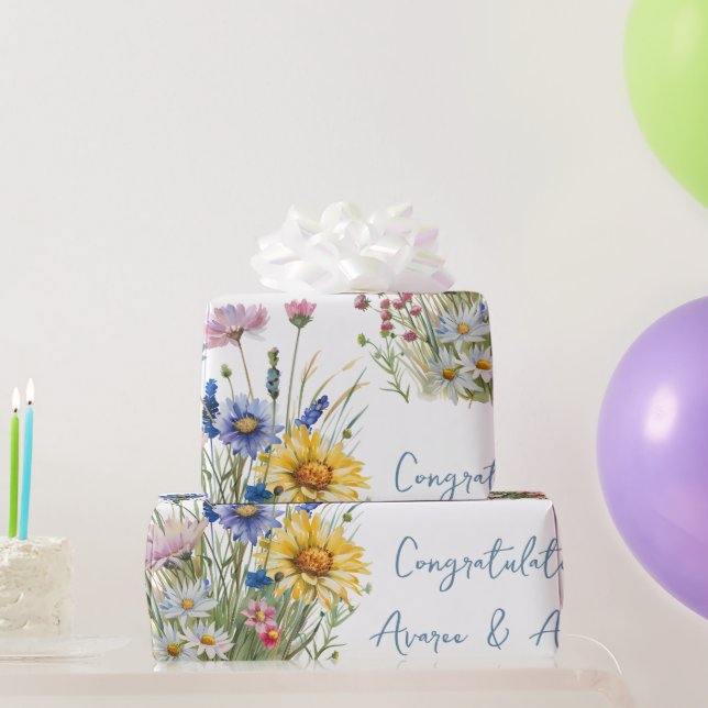 Colorful Field Wildflowers Wedding/Shower Wrapping Paper (Party Gifts)