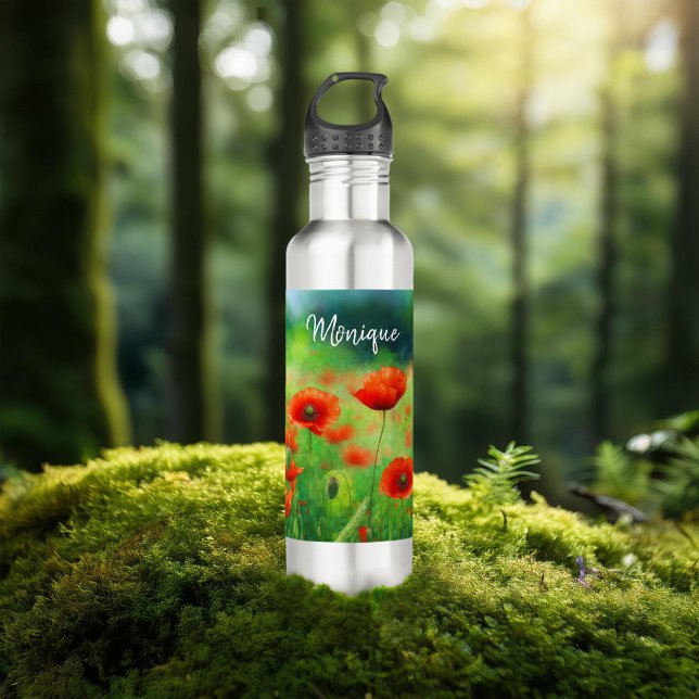 Colorful Field with Poppies Water Bottle (Creator Uploaded)