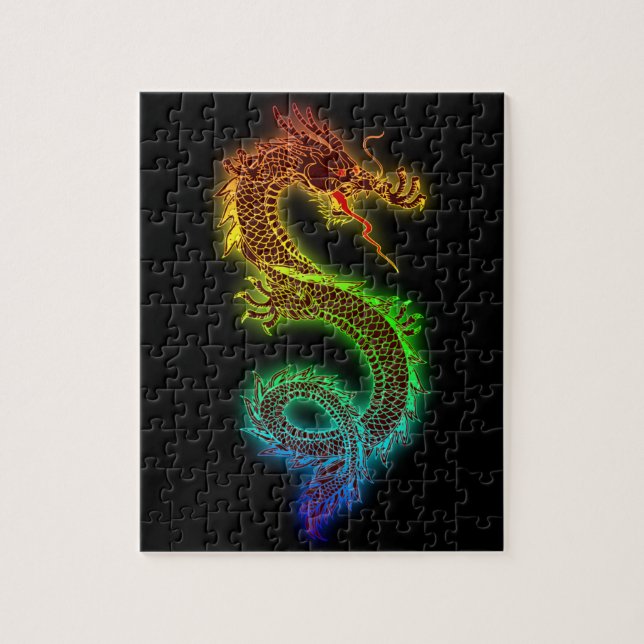 Colorful fierce dragon jigsaw puzzle (Vertical)