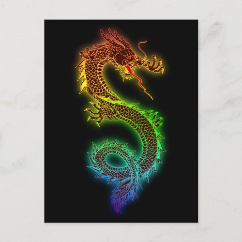 Colorful fierce dragon postcard