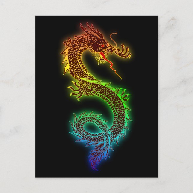 Colorful fierce dragon postcard (Front)