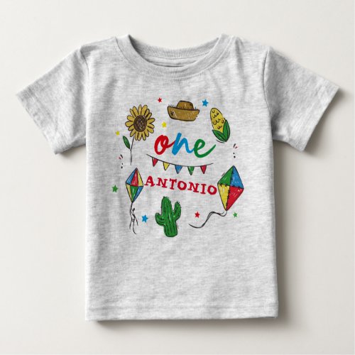 Colorful Fiesta 1st Birthday Baby T_Shirt