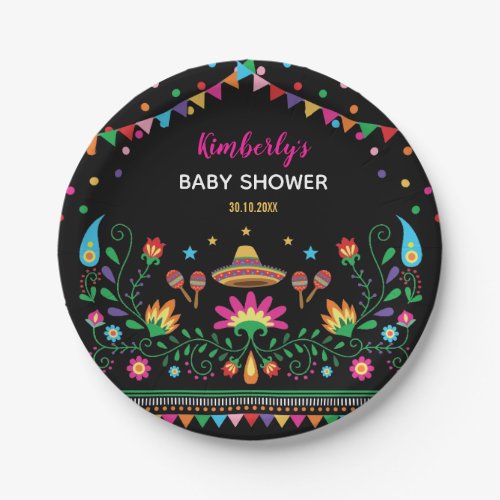 Colorful Fiesta Baby Shower  Mexican Birthday Paper Plates