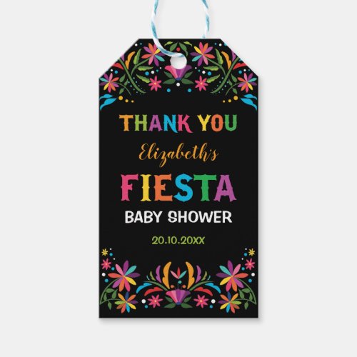 Colorful Fiesta Baby Shower Mexican Floral Party Gift Tags