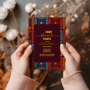 Colorful Fiesta Baby Shower Mexican Flowers Invitation