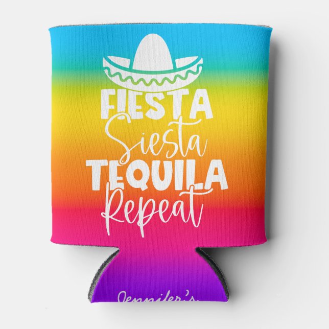 Colorful Fiesta Bachelorette Party Custom Can Cooler (Front)