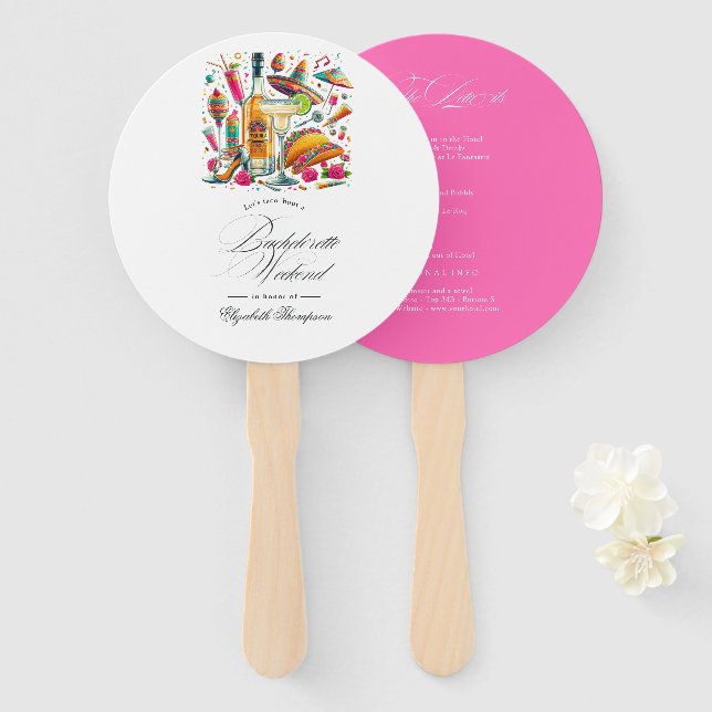 Colorful Fiesta Bachelorette Weekend Itinerary Hand Fan (Front and Back)