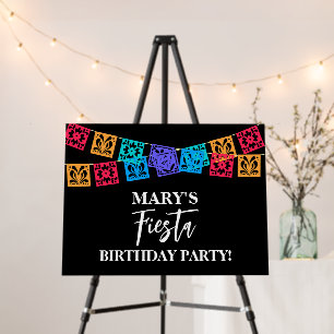 Colorful Fiesta Birthday Party Black Foam Board