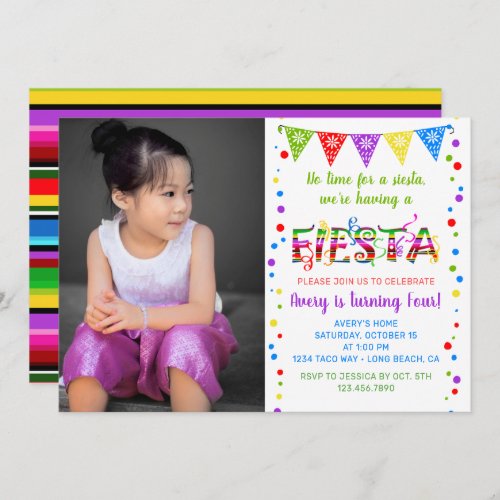 Colorful fiesta birthday party  invitation