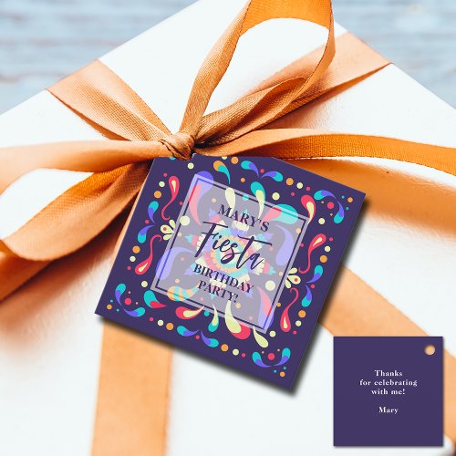 Colorful Fiesta Blue Favor Tags