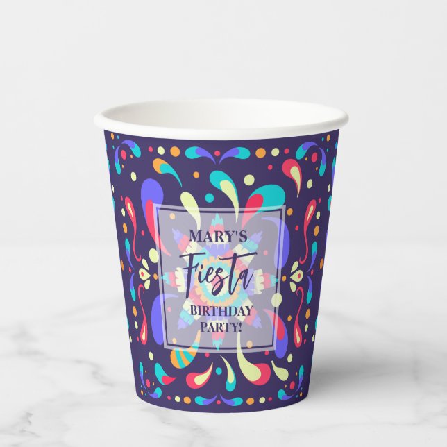Colorful Fiesta Blue Paper Cups (Front)