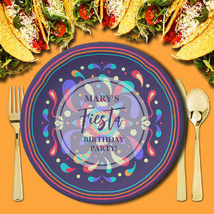 Colorful Fiesta Blue Paper Plates