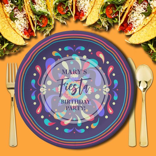 Colorful Fiesta Blue Paper Plates