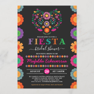 Colorful Fiesta Bridal Shower Mexican Flowers Invitation