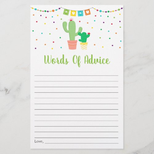 Colorful Fiesta Cactus Baby Shower Advice