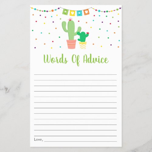 Colorful Fiesta Cactus Baby Shower Advice