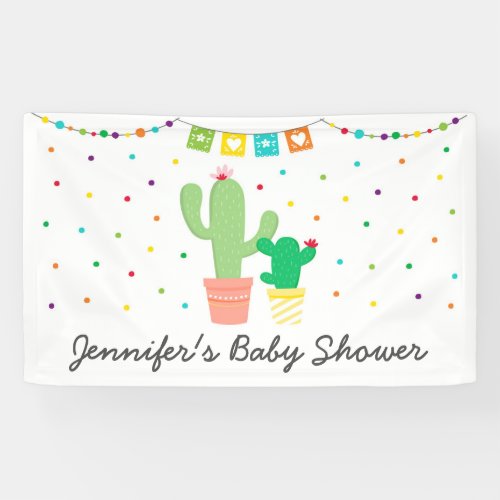 Colorful Fiesta Cactus Baby Shower Banner