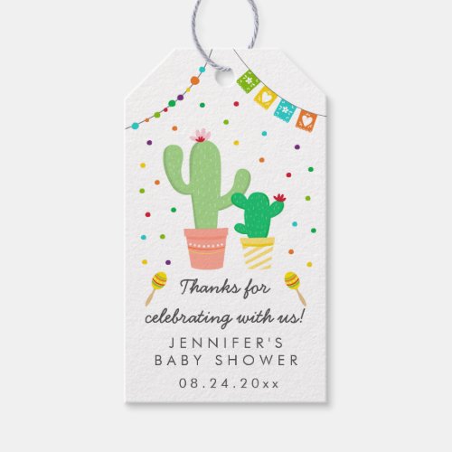 Colorful Fiesta Cactus Baby Shower Gift Tags