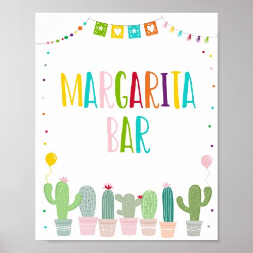 Colorful Fiesta Cactus Baby Shower Margarita Bar Poster