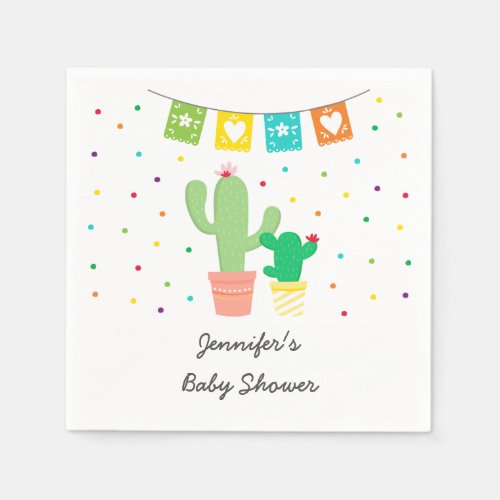 Colorful Fiesta Cactus Baby Shower Napkins