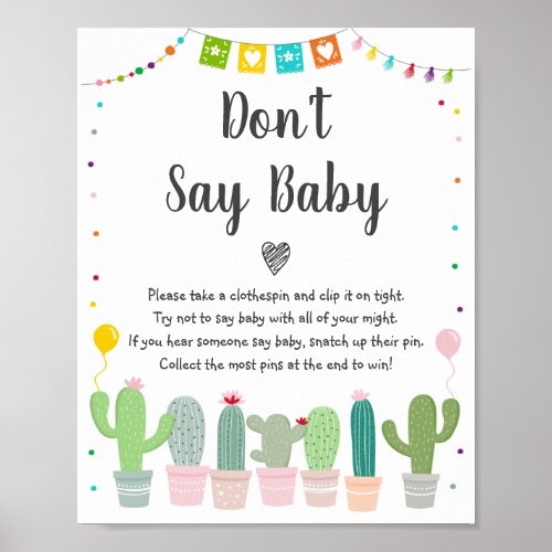 Colorful Fiesta Cactus Dont Say Baby Game Poster
