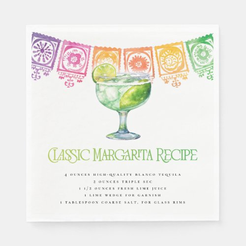 Colorful Fiesta Classic Margarita Recipe  Napkins