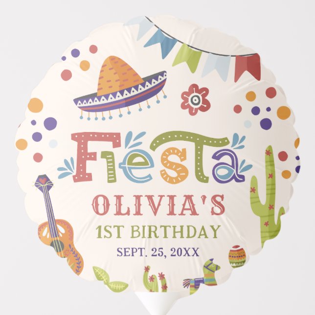 Colorful Fiesta First Birthday Balloon (Front)