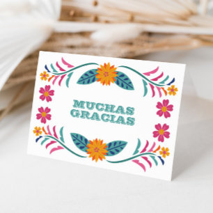 Colorful Fiesta Floral Baby Shower Letterpress Thank You Card