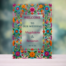 Colorful Fiesta Floral Embroidery Wedding Welcome