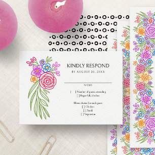 Colorful Fiesta Floral Wedding RSVP Card