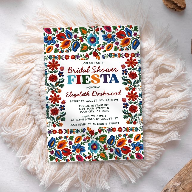 Colorful Fiesta Folk Art Floral Bridal Shower Invitation (Creator Uploaded)