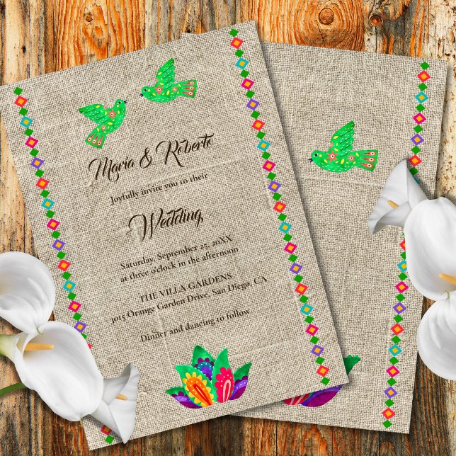 Colorful Fiesta Love Birds Mexican Wedding Invitation (Creator Uploaded)