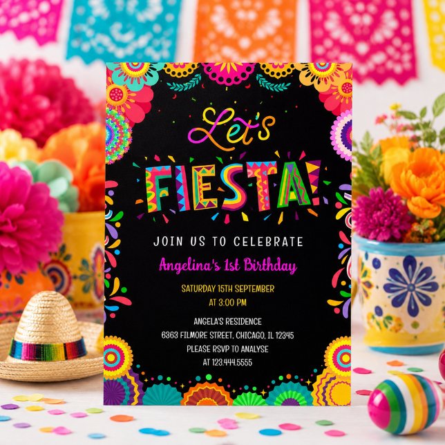 Colorful Fiesta Mexican Birthday Invitation (Creator Uploaded)