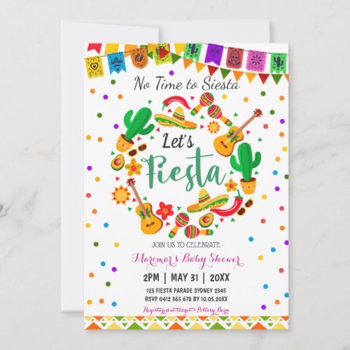 Colorful Fiesta Mexican Culture Cactus Baby Shower Invitation