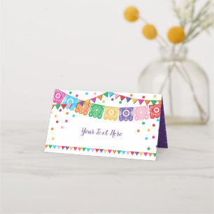 Colorful Fiesta Mexican Floral Confetti Party Place Card
