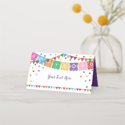 Colorful Fiesta Mexican Floral Confetti Party Place Card