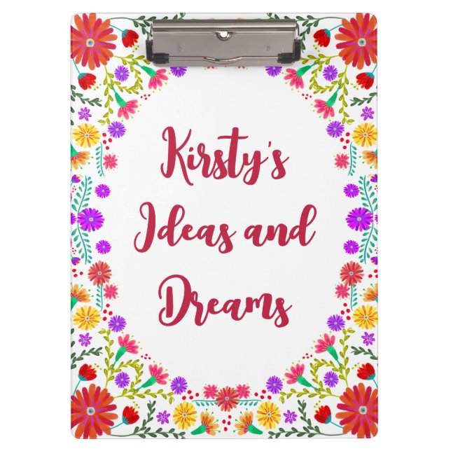 Colorful Fiesta Mexican Floral Frame Clipboard (Front)