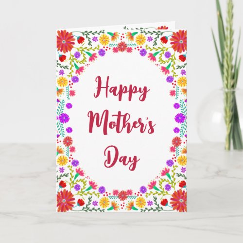 Colorful Fiesta Mexican Floral Frame Mothers Day Card
