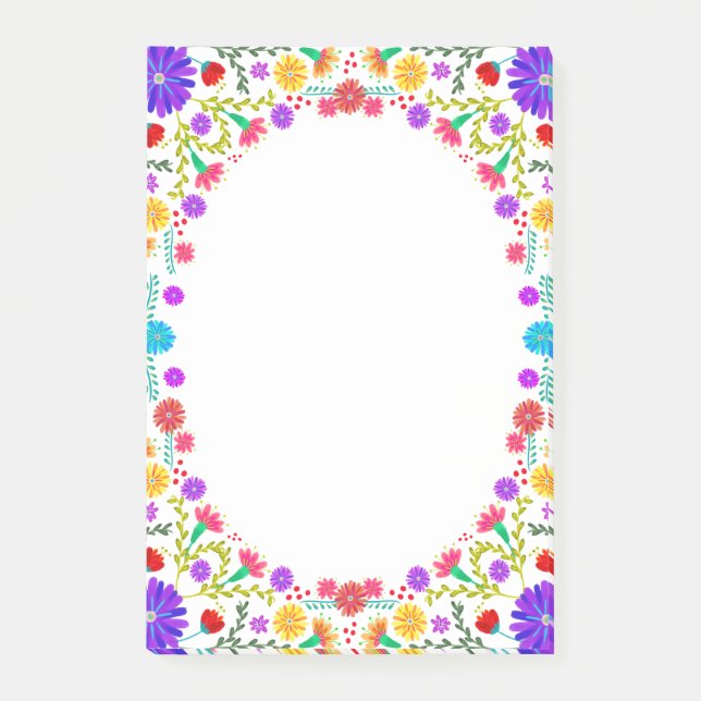 Colorful Fiesta Mexican Floral Frame Post-it Notes (Front)
