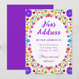 Colorful Fiesta Mexican Floral New Address Announcement