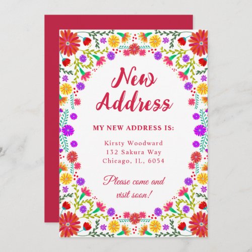 Colorful Fiesta Mexican Floral New Address Announcement