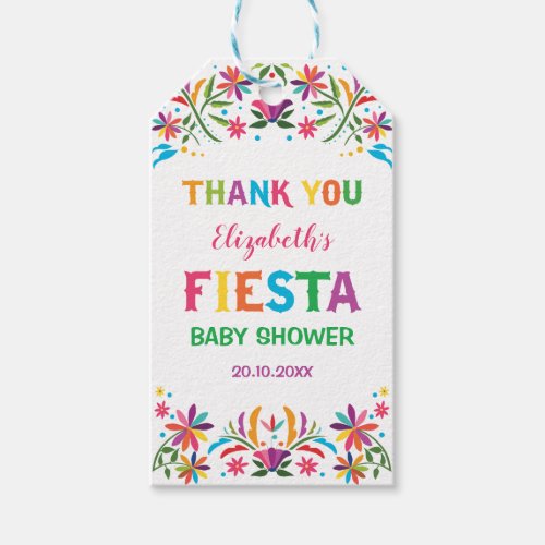 Colorful Fiesta Mexican Flower Baby Shower  Gift Tags
