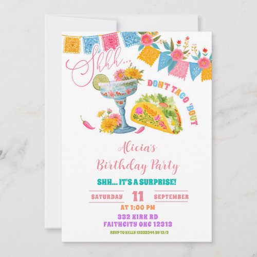 Colorful Fiesta Mexican Surprise Birthday Par Invitation