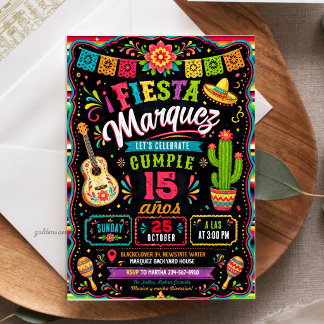 Colorful Fiesta Mexicana Quinceañera Birthday Invitation